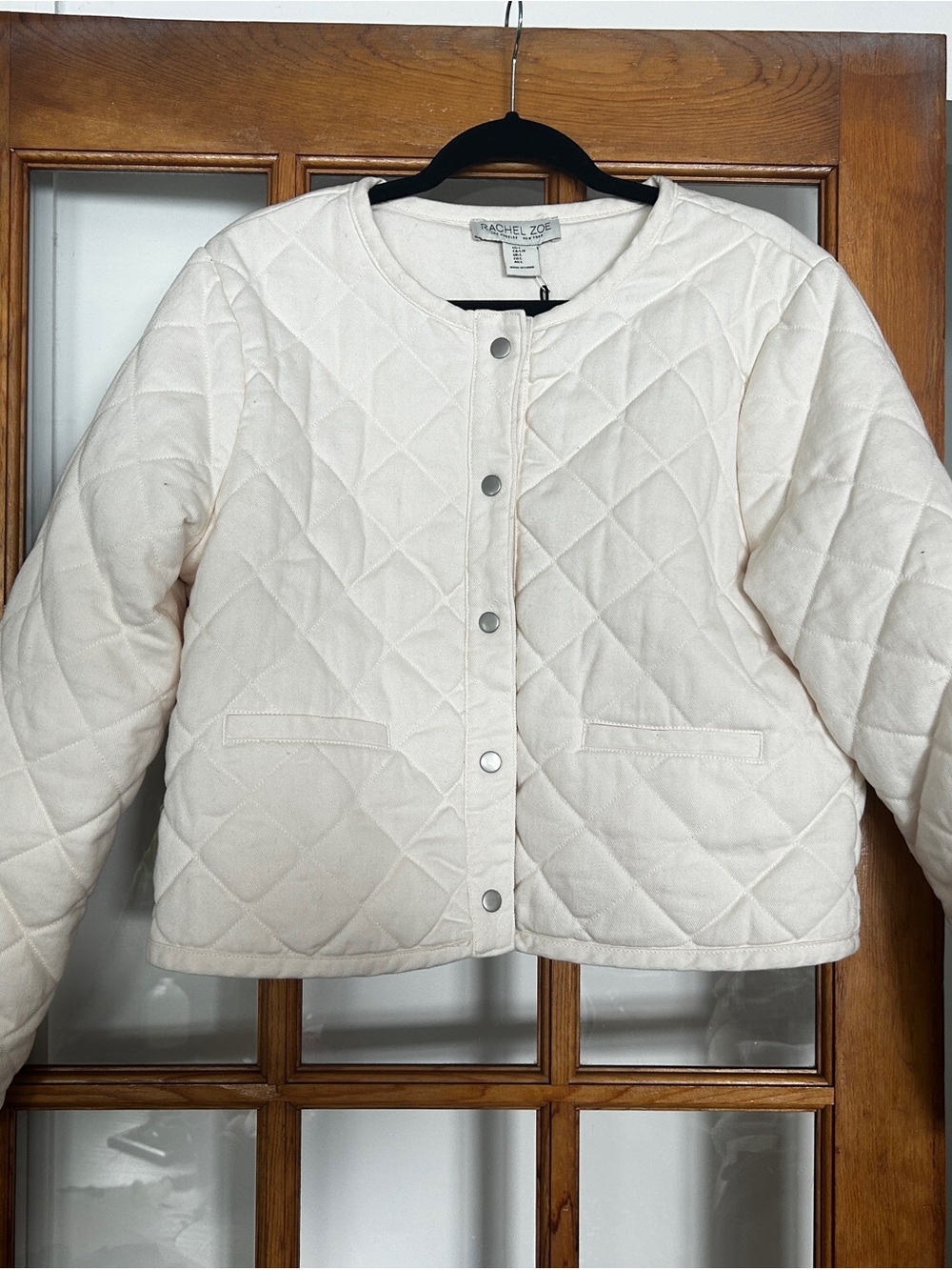 Rachel Zoe Off-White Quilted Snap-Front Jacket